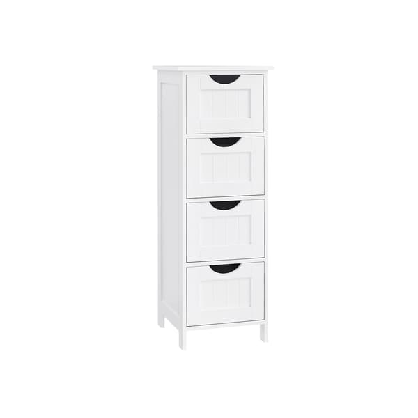 Sidoskåp med lådor - förvaring - vit MDF - 30 x 82 x 30 cm