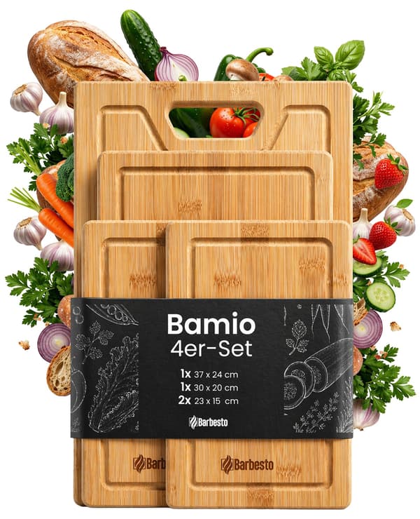 4-delad bambu skärbräda set Bamio | Färg: snäll | Mått: 15x23x1,5 cm