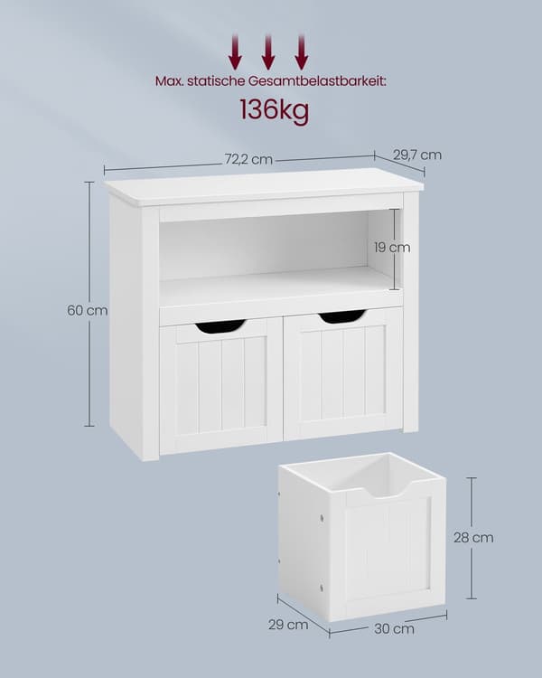 Barnställ på hjul för leksaksförvaring | Moln vit | 72,2x29,7x60 cm