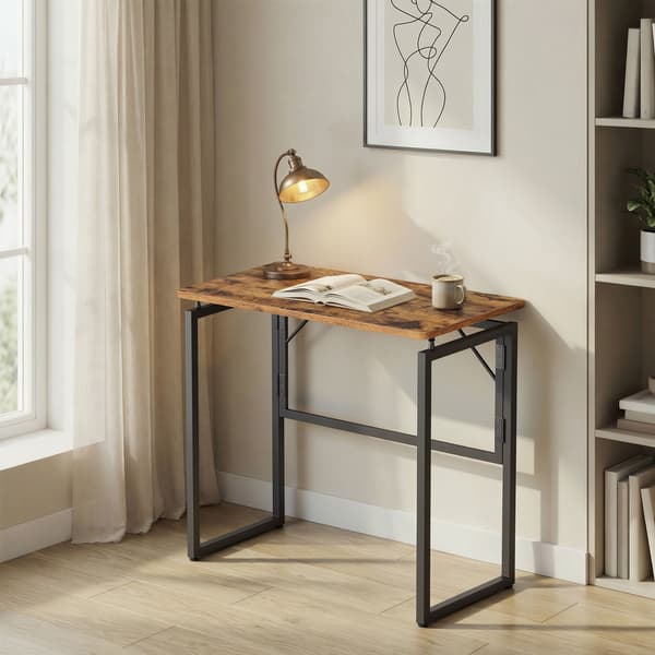 Fällbart datorbord med rundade hörn | Brun | 80x40x74 cm