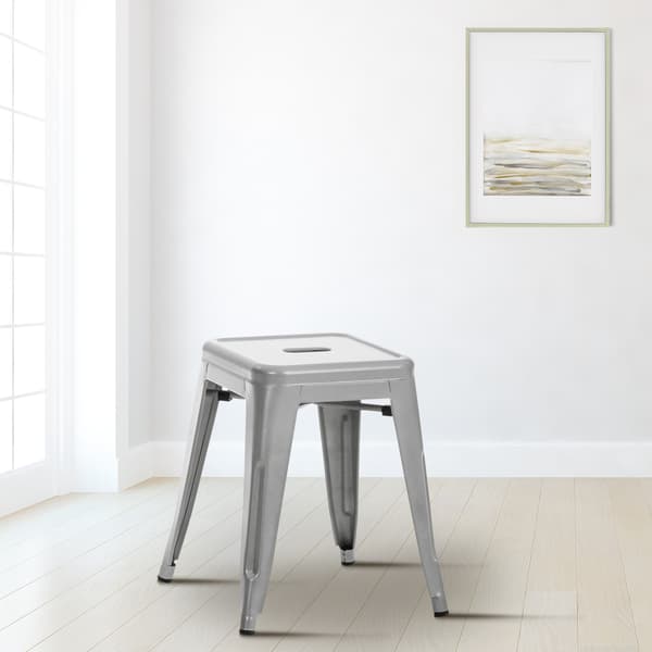 Modern stapelbar pall - Barstol - Space -Saving Design | Färg: Silver