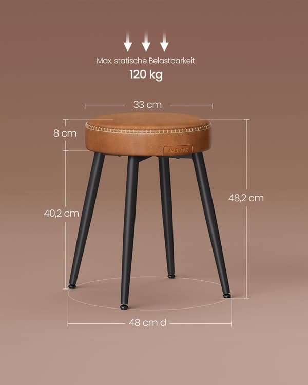 Set med 2 matsalsstolar | Karamellbrun | 48x48x48,2 cm