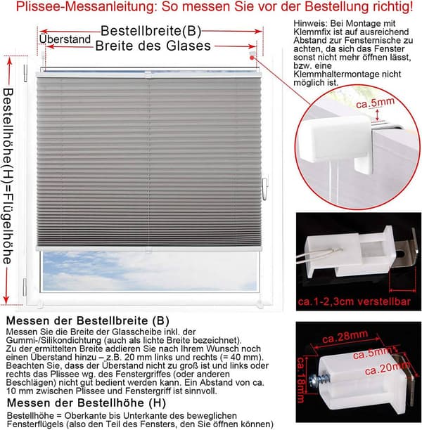 Plisségardin utan borrning Easyfix | Vit | 80x100 cm