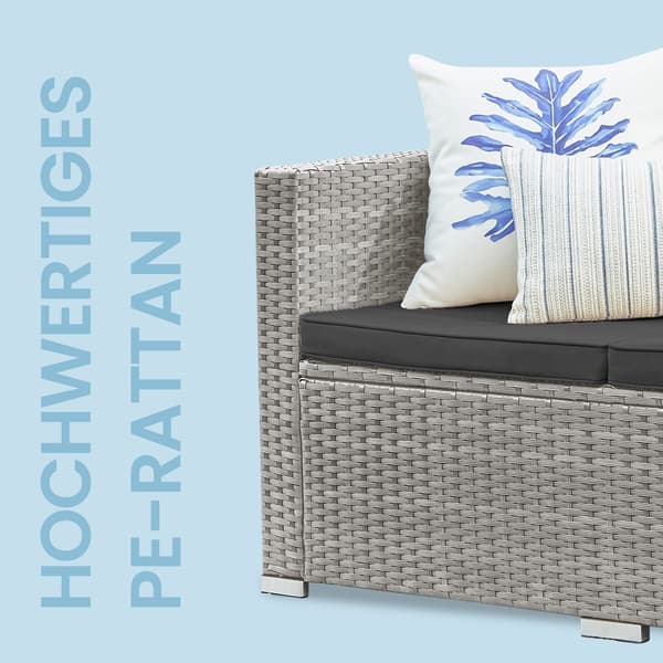Trädgårdsmöbelset för balkong/terrass - PE polyrattan - soffa 173 cm - inklusive dynor