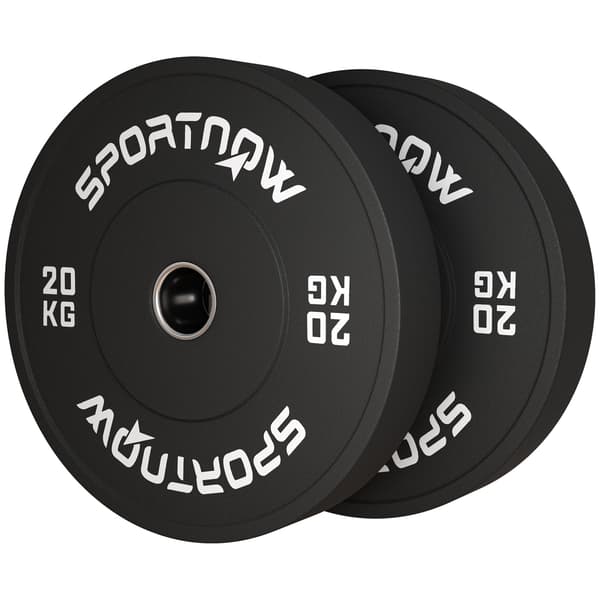 Olympiskt viktset 2 x 20 kg - Viktskivor av gummi | Färg: Svart