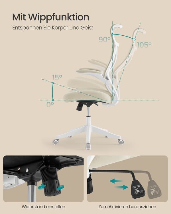 Ergonomisk kontorsstol – ryggstöd & armstöd – brun