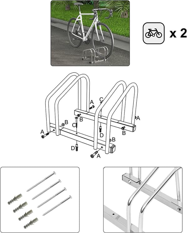 Cykelställ i metall | Silver | 40x32x26 cm