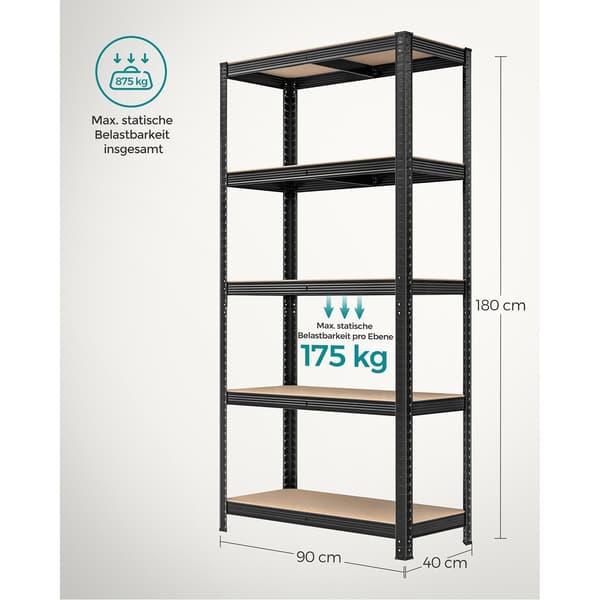 Förvaringsställ set om 2 - kraftigt - stål - 180 x 90 x 40 cm