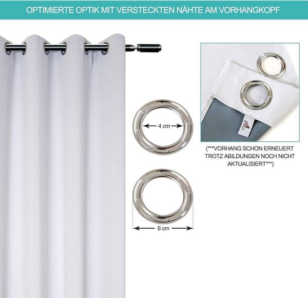 2 termiska mörkläggningsgardiner med öljetter | Grädde | 135x225 cm