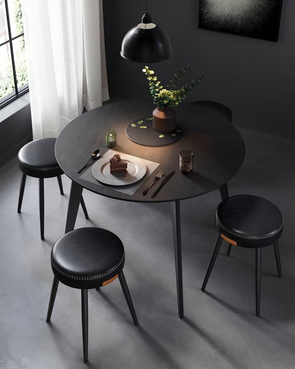 Set med 2 matsalsstolar | Nyanssvarta | 48x48x48,2 cm