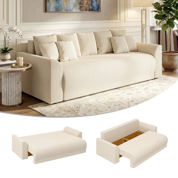 3-sits bäddsoffa med sovfunktion | Färg: Beige | Mått: 230x95x73 cm