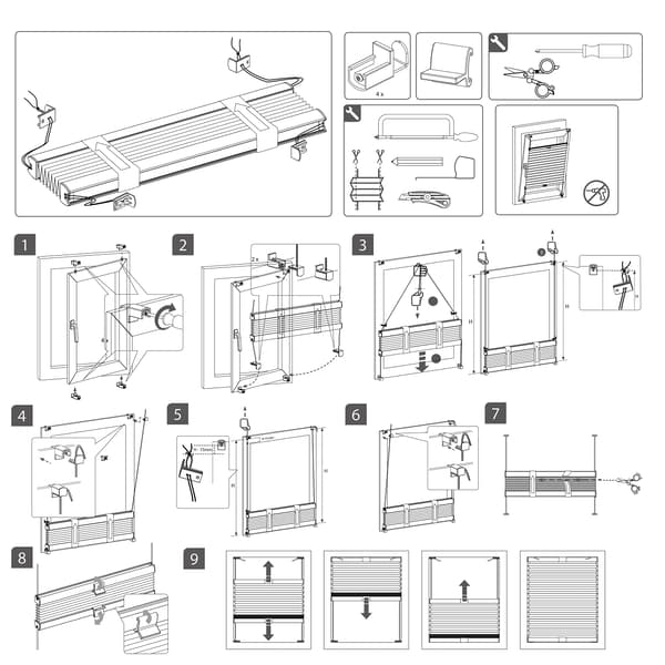 Plisségardin utan borrning Easyfix | Vit | 60x130 cm