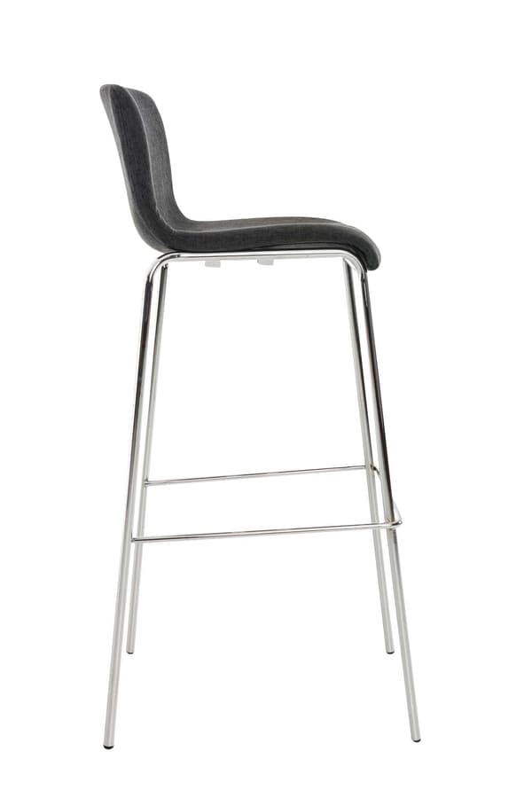 Barstol Modern stil - Pall - Stackbar, ergonomisk komfort | Färg: mörkgrå basfärg: krom