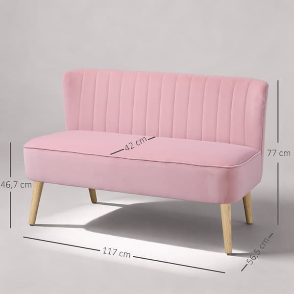 2-sits tygsoffa - Rosa | Färg: Rosa | Mått: 117x56,5x77 cm