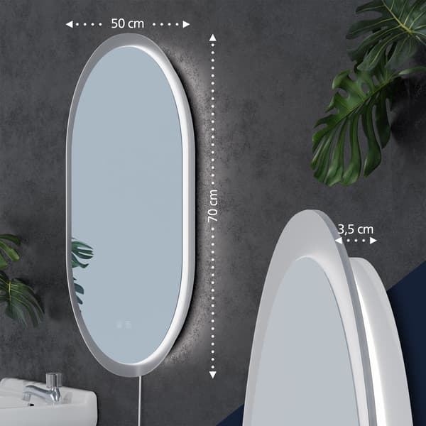 Badrumspegel med Bluetooth - Wall Mirror - LED -belysning och antikondensfunktion
