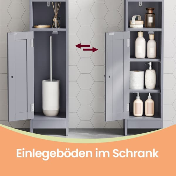 Smalt badrumsskåp MDF 20 x 18 x 80 cm grått