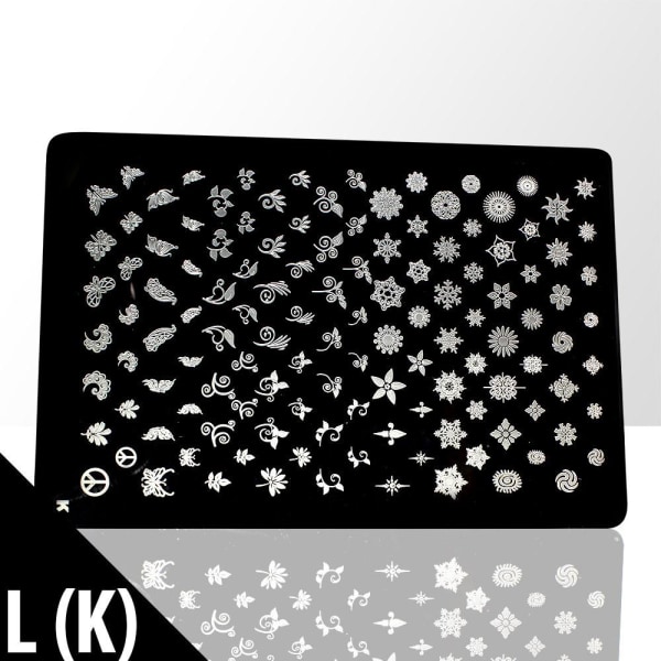 Stämpelplatta - Nageldekorationer - L(K) - Rektangel Metall utseende