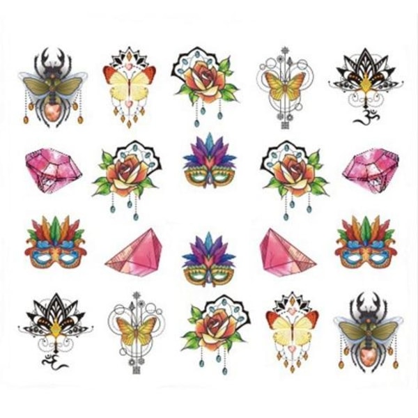 Vattendekaler - BN-1177 - För naglar Multicolor
