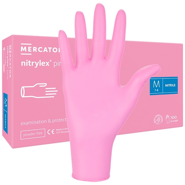 100st Handskar Nitril - Storlek: Medium - Rosa Rosa