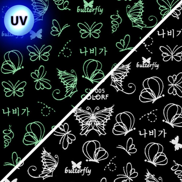 Klisterdekaler - Lyser i UV ljus - CY-005 - För naglar multifärg