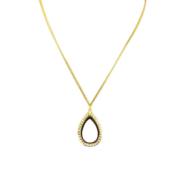 Guldpläterat halsband med droppe & stenar - Berlock