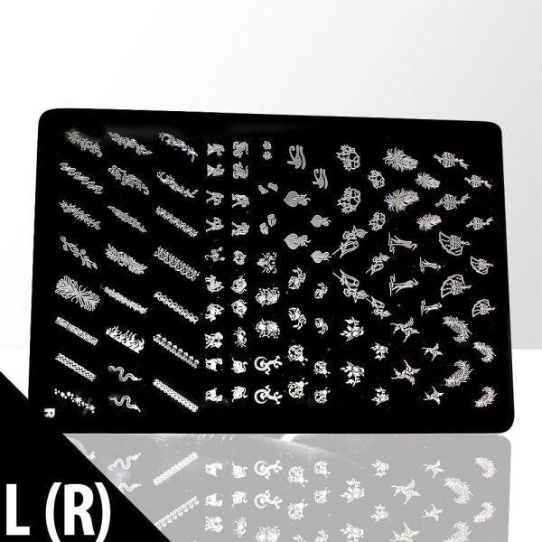 Stämpelplatta - Nageldekorationer - L(R) - Rektangel Metall utseende