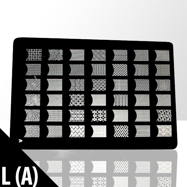 Stämpelplatta - Nageldekorationer - L(A) - Rektangel Metall utseende