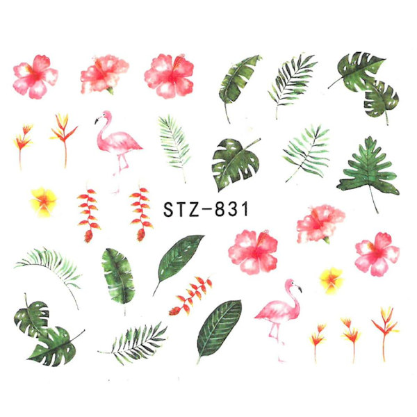 Vattendekaler - Löv / Blommor - BN-914 - För naglar multifärg