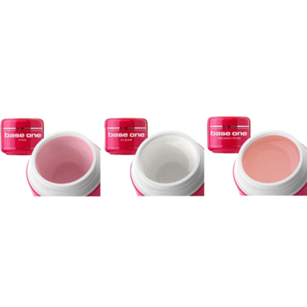 Base One - 3-pak UV gel - Klar, Pink, Cover - 15 gram