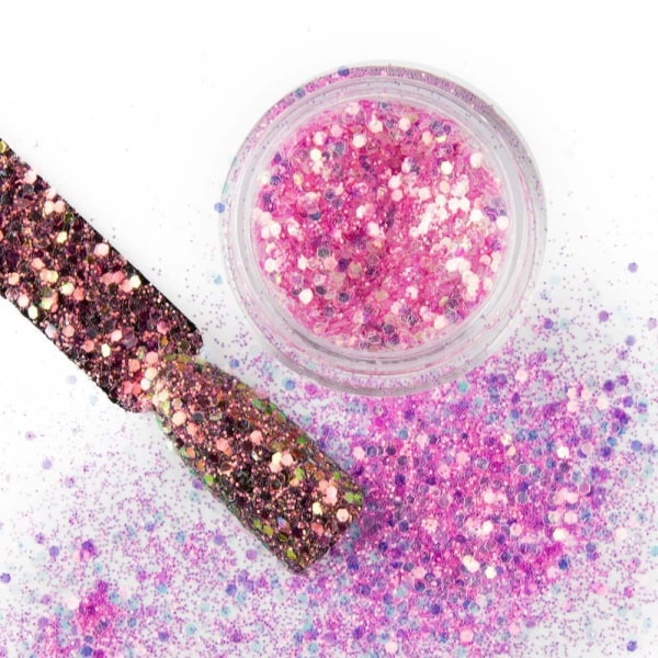 Nail Glitter - Wink Effect - Hexagon - 21 Pink