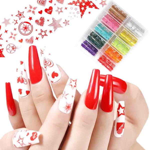 Nagelfolie / folie - Set 10 färger - 100 cm / st multifärg