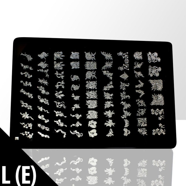 Stämpelplatta - Nageldekorationer - L(E) - Rektangel Metall utseende