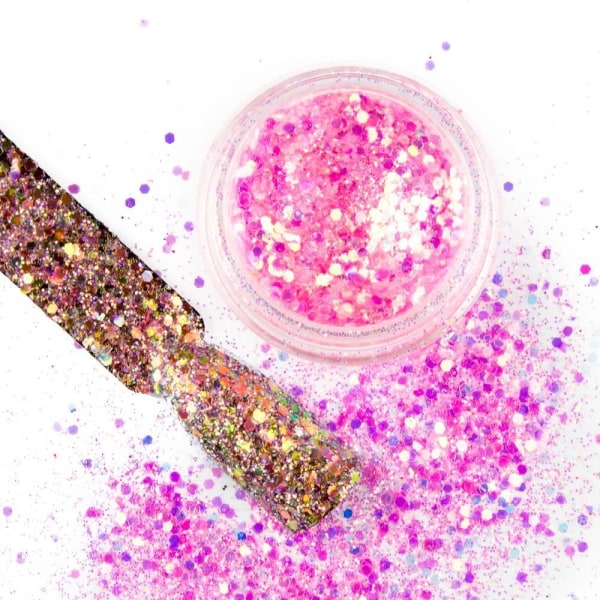 Nail Glitter - Wink Effect - Hexagon - 20 Pink