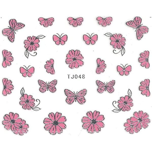 Vattendekaler - Rosa tema - TJ048 - För naglar multifärg