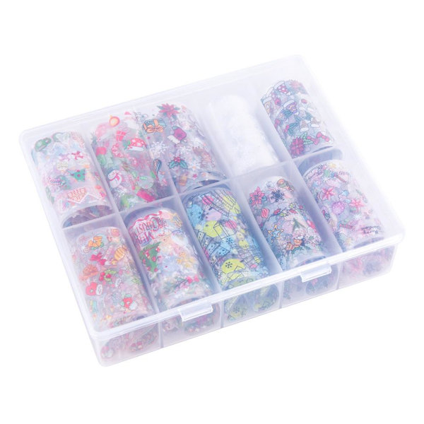 Nagelfolie / folie - Set 10 färger - 100 cm / st multifärg