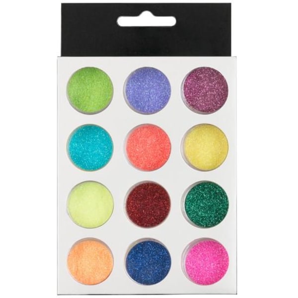 Koristesarja - Glitter - 12 väriä - 3 ml / purkki Multicolor