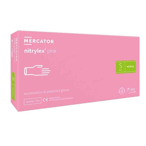 100st Handskar Nitril - Storlek: Small - Rosa Rosa