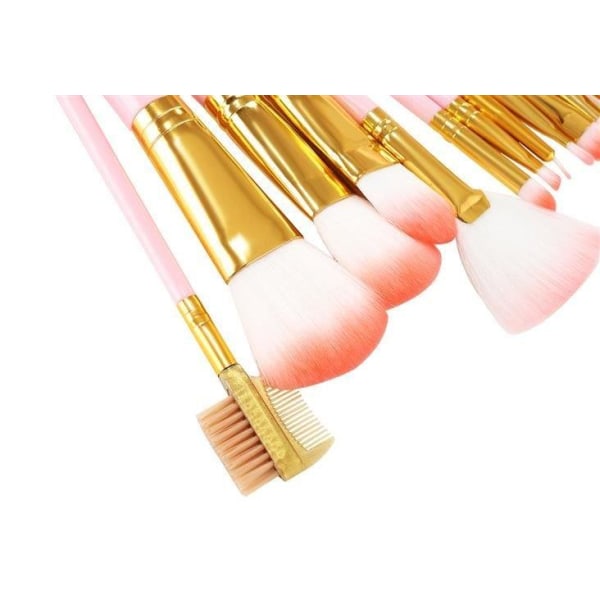 Sæt med 12 make-up børster i pink/blå med etui Pink