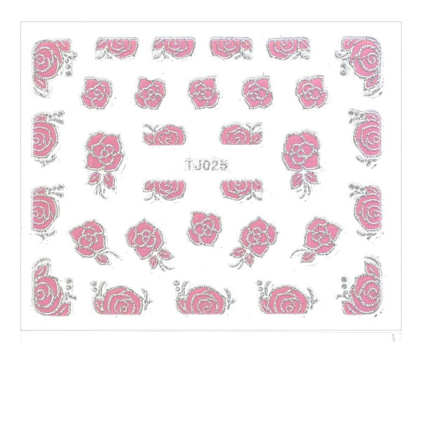 Vattendekaler - Blommor - TJ-025 - För naglar Rosa