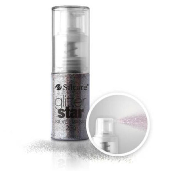 Silcare - Nail glitter pumppupullossa - Silver Magic - 25 grammaa Silver