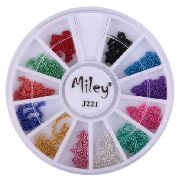 Rund - Miley - J221 - Negledekorationer - 12 farver Multicolor