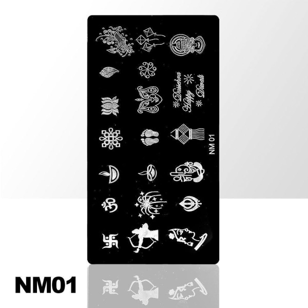 Stämpelplatta - Nageldekorationer - NM01 - Rektangel Metall utseende