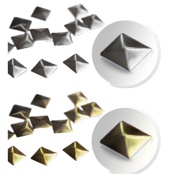 Nageldekorationer / dekoration - Pyramid - Silver + Guld - #15