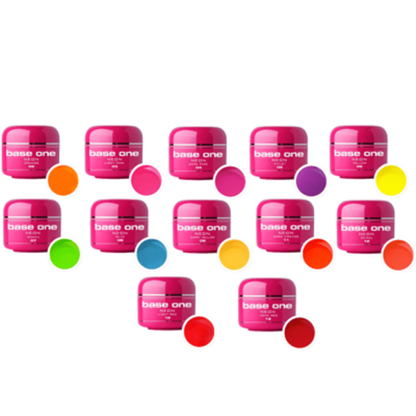 Base one - UV Gel - Neon - 12 pack - 5 ml multifärg