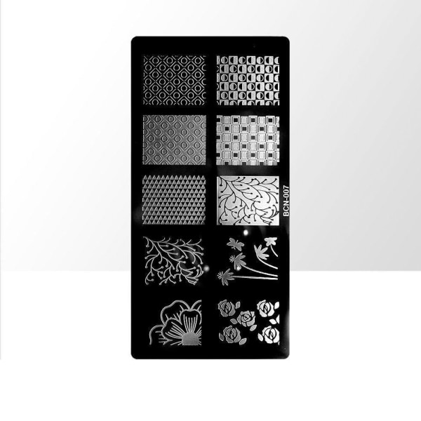 Stempelplade - Negledekorationer - BCN-007 - Rektangel Metal look