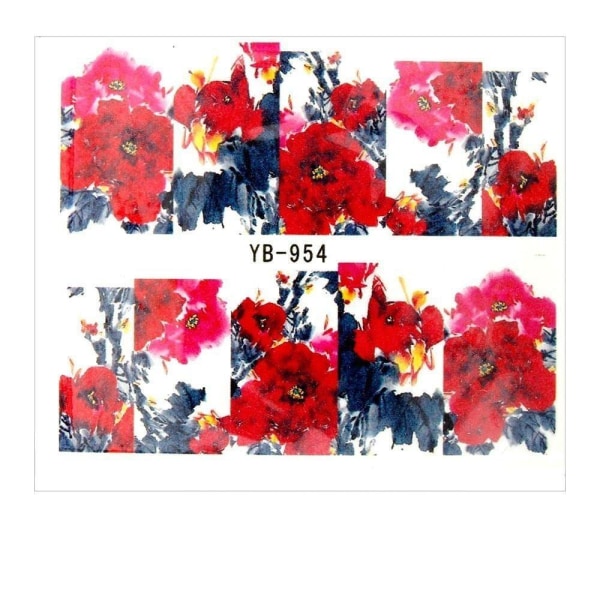Vattendekaler - Blommor - YB-954 - För naglar multifärg