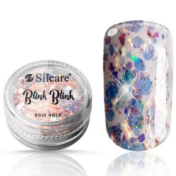 Silcare - Glitter flakes - Blink blink - Rose Gold multifärg