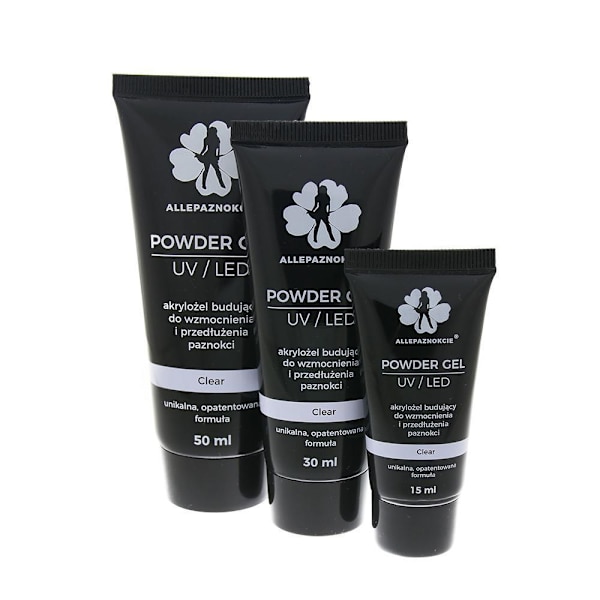 Akrylgel - Powder gel - Clear 50 ml - Allepaznokcie Transparent