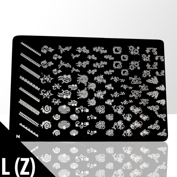 Stämpelplatta - Nageldekorationer - L(Z) - Rektangel Metall utseende