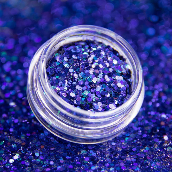 Nail Glitter - Wink Effect - Hexagon - 08 Blue